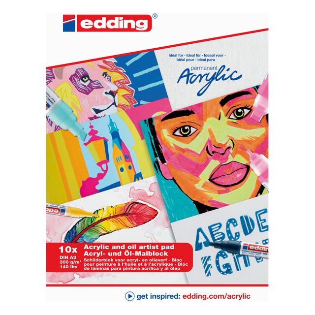 EDDING - Oil -Acrylblock Edding 30010 A3 10 VEL 300G WEISS