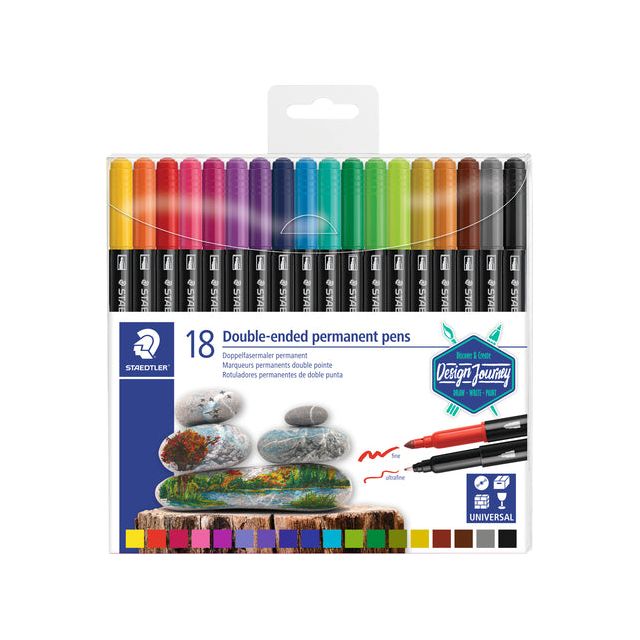 Staedtler - marqueur permanent, double point, endui de 18 pièces, assorti