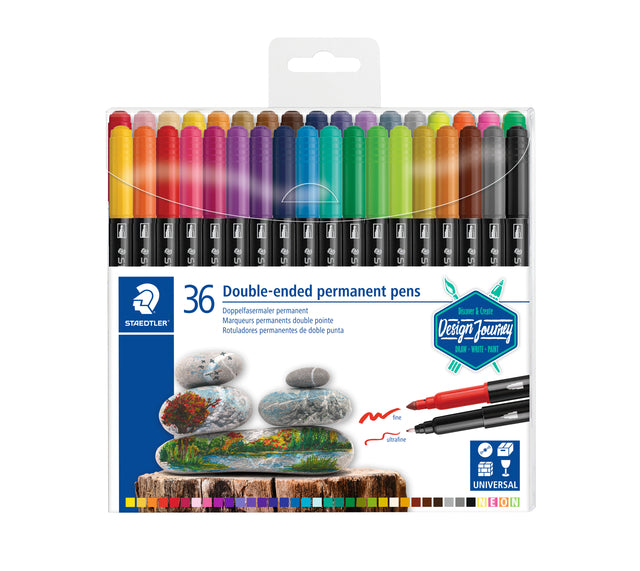 Staedtler -  Viltstift perm dubbele punt 36st ass