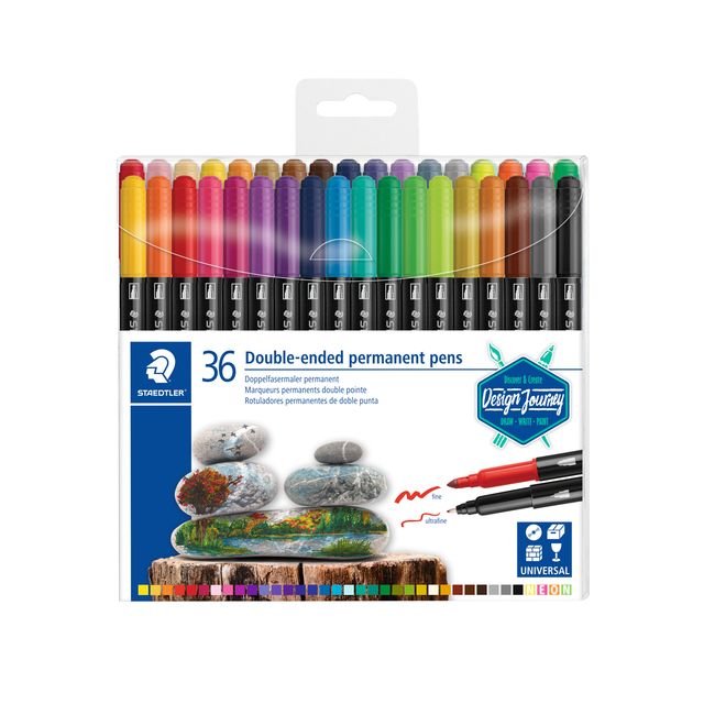 Staedtler - Filzstift Design Journey permanente Doppelspitze 36 Farben | 6 Stück