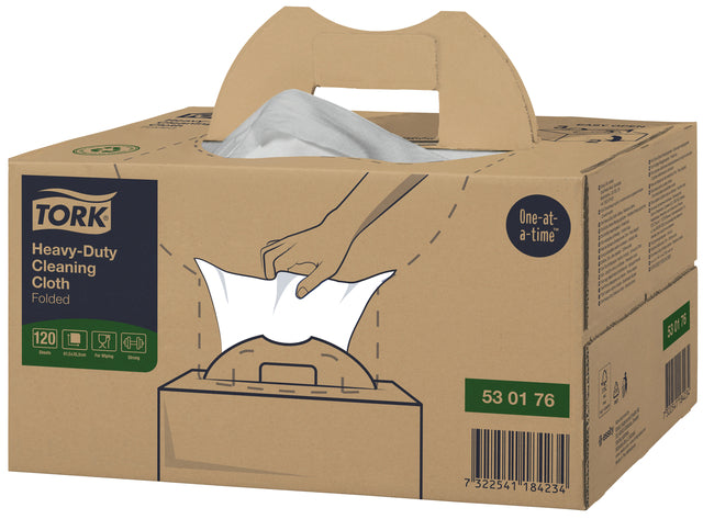Tork - Chiffon de nettoyage W7 Boîte distributrice Heavy Duty 1 couche 120 feuilles blanc 530176