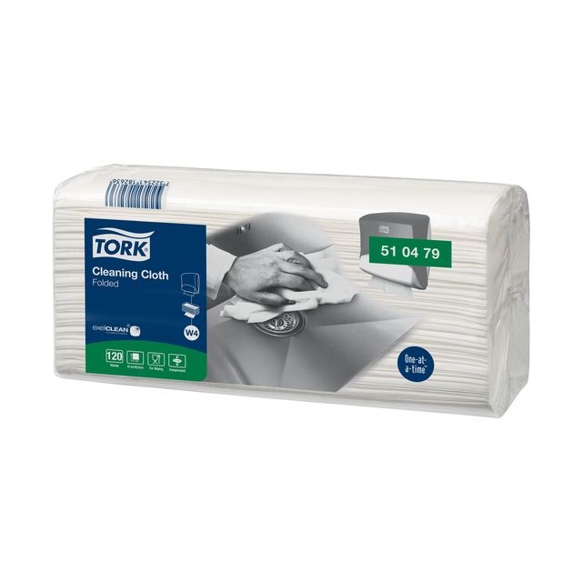 Tork -  Reinigingsdoek w4 premium gevouwen 1laags wit