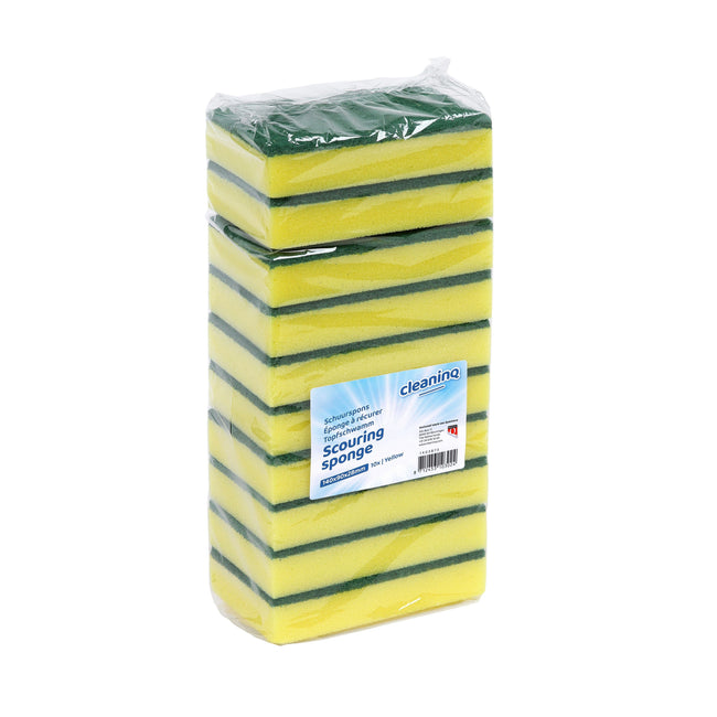 Cleaninq -  Schuurspons  140x90x28mm geel/groen | 36 stuks