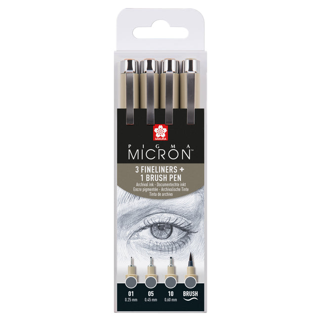 Sakura -  Fineliner Pigma Micron koelgrijs set 4 maten