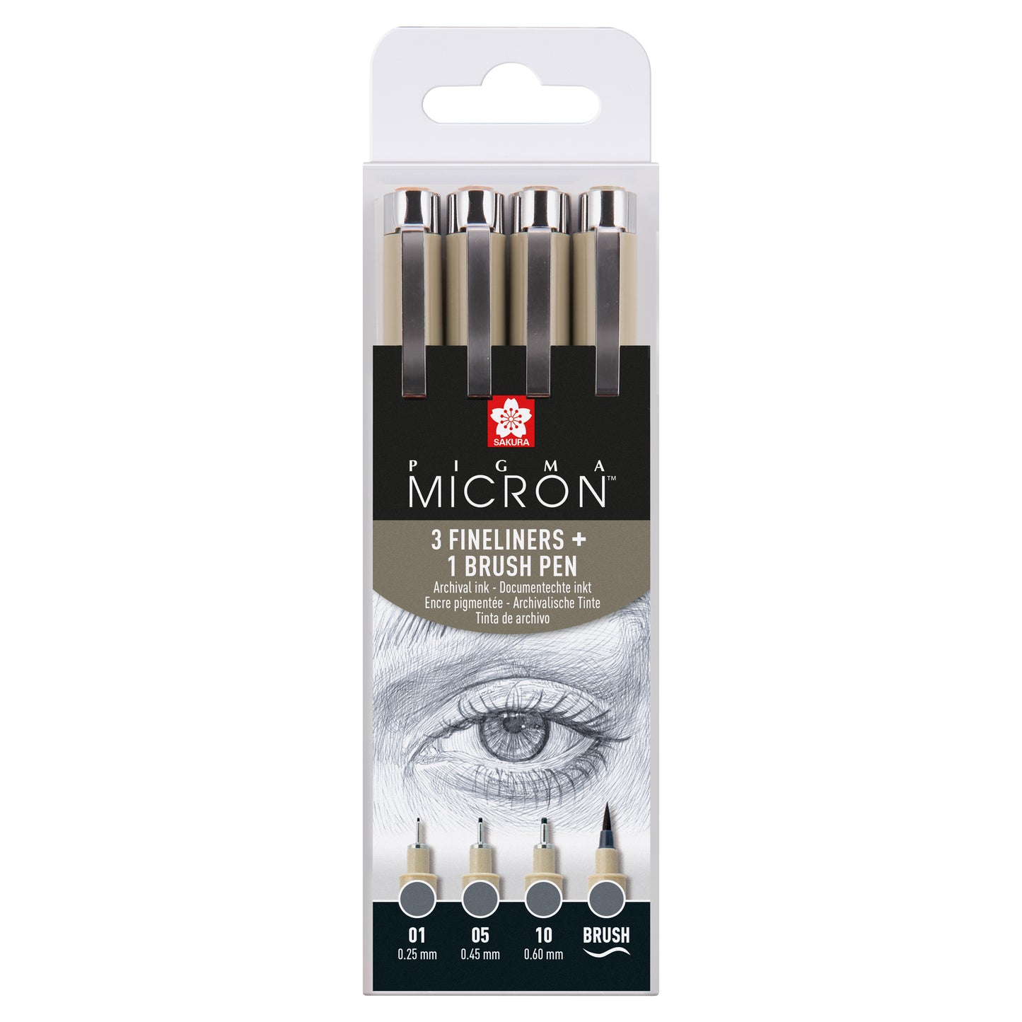 Sakura -  Fineliner pigma micron koelgrijs 4 maten | 6 stuks