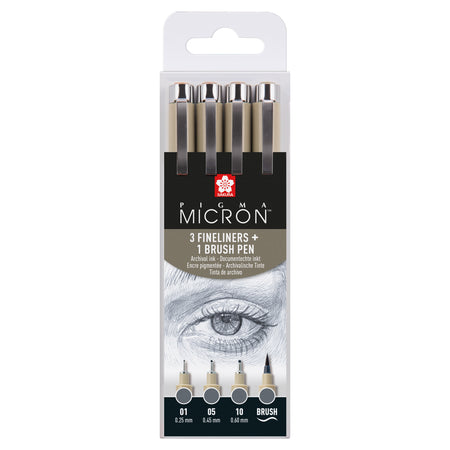 Sakura -  Fineliner pigma micron koelgrijs 4 maten | 6 stuks