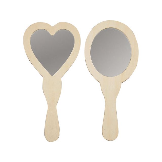 Creotime - Hand Mirror Crea Com Hart en Ovaal 23-24cm Bois