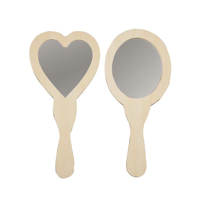 Creativ Company -  Handspiegel crea com hart en ovaal 23-24cm hout | 5 stuks
