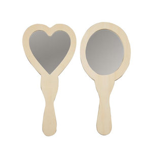 Creativ Company -  Handspiegel crea com hart en ovaal 23-24cm hout | 5 stuks