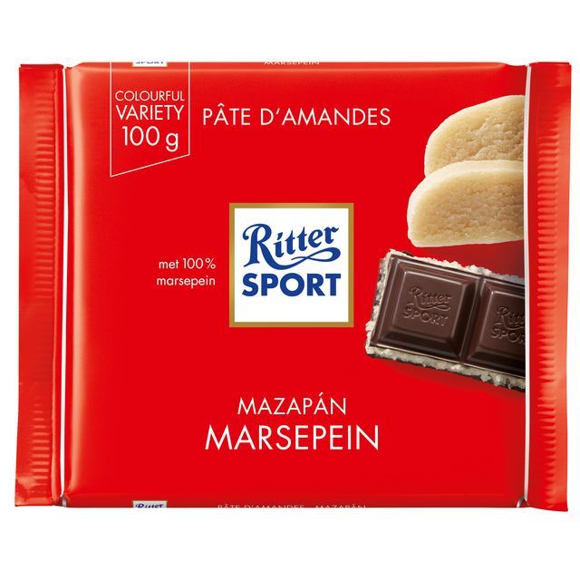 Ritter Sport - Massepain au chocolat noir 100gr | 12 pièces