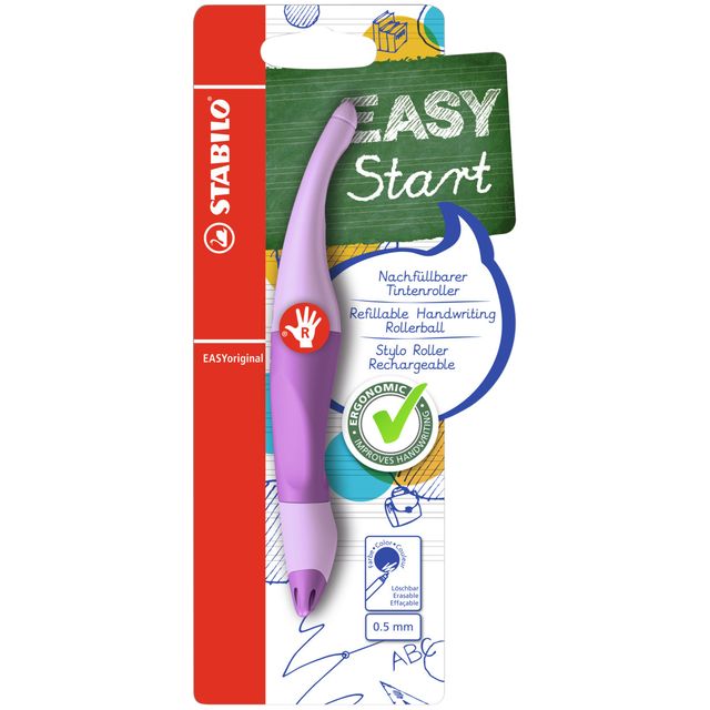 STABILO - Stylo roller Easyoriginal droitier moyen pastel lilas blush blister de 1 pièce | 5 pièces