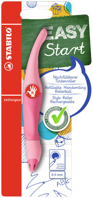STABILO - Stylo roller Easyoriginal droitier moyen pastel rose poudré blister de 1 pièce
