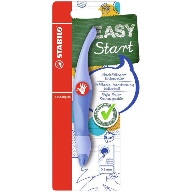 Stabilo -  Rollerpen Easyoriginal rechtshandig medium pastel luchtig blauw blister à 1 suk