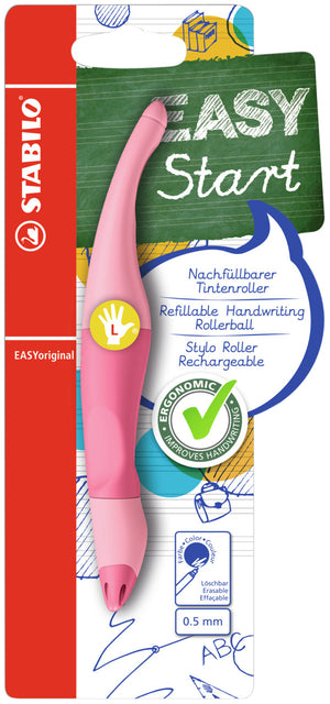 STABILO - Stylo roller Easyoriginal gaucher moyen pastel rose poudré blister de 1 pièce | 3 pièces