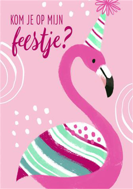 Hallmark - Uitnodiging flamingo 14x9cm