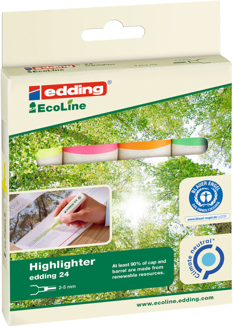 Edding - Surligneur 24 EcoLine assorti lot de 4 pièces
