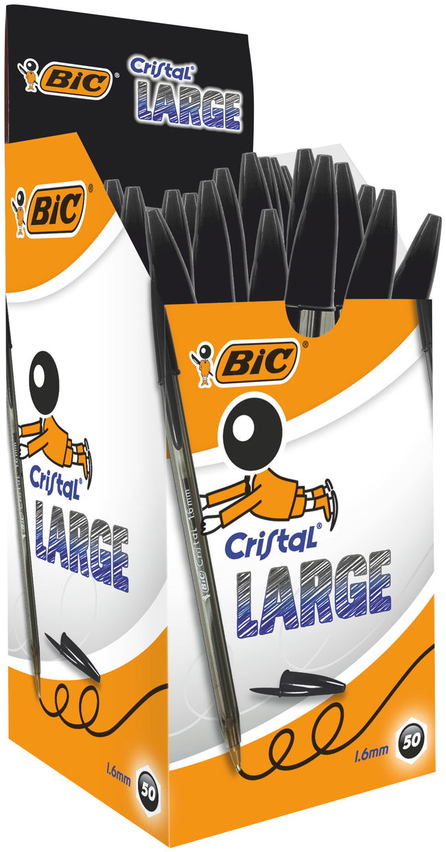 Bic - Stylo bille Cristal grand noir | 50 pièces