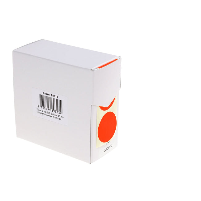 Rillprint - Etiquette 35mm 500 pcs en rouleau rouge fluo