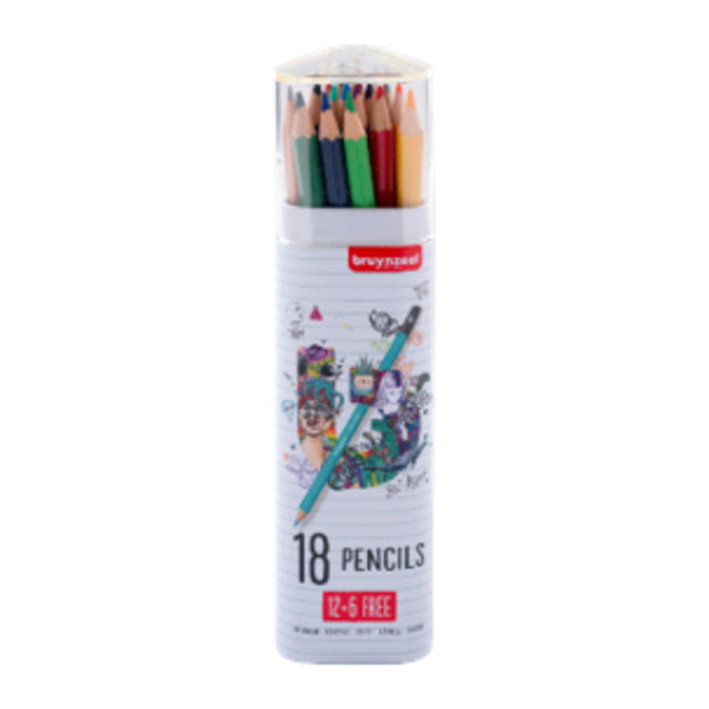 Bruynzeel - crayons de couleur, tube de 12 + 6 gratuit