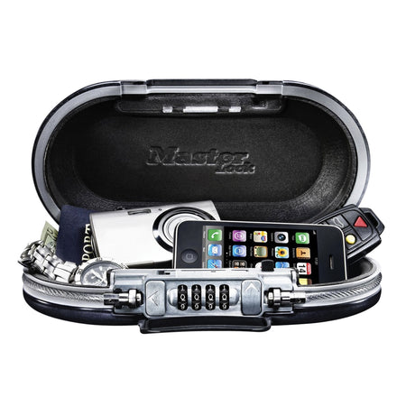 Master Lock - Coffre-fort portable MasterLock Safe space avec serrure à combinaison et câble gris foncé