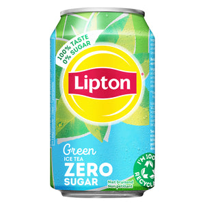 Lipton - Boisson gazeuse Ice Tea vert zéro canette 330ml | 24 pièces