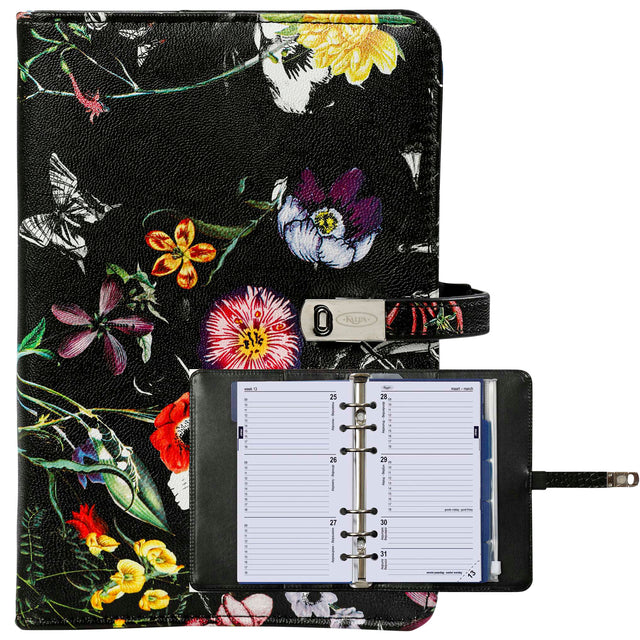 Kalpa - Organizer Personal inklusive Agenda 2025-2026 7 Tage/2 Seiten Blumenmeer schwarz
