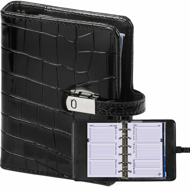 Kalpa - Organizer-Tasche inklusive Agenda 2025-2026 7 Tage/2 Seiten Krokoschwarz