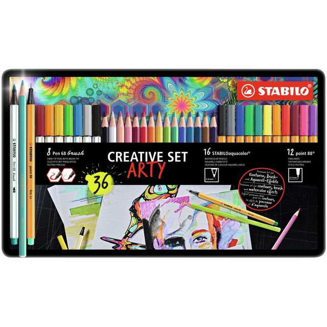Stabilo - Coffret créatif 87/3193 Arty coffret métal assorti de 36 pièces