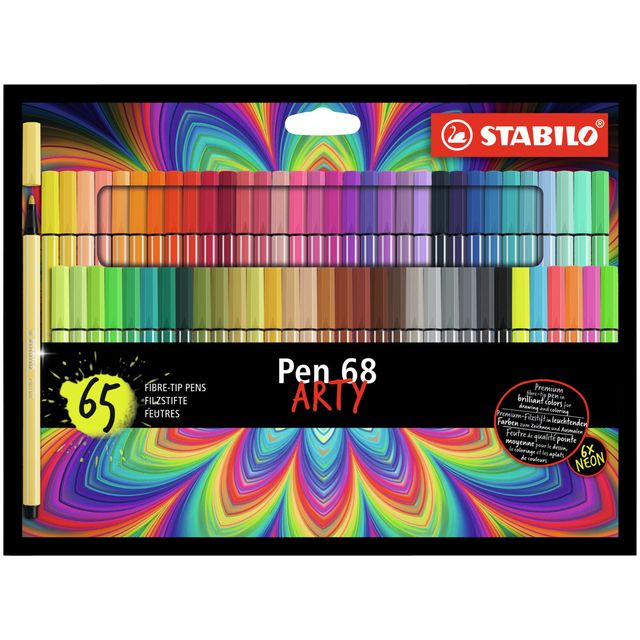 Stabilo - Feutre Pen 68 Arty medium assorti lot de 65 pièces