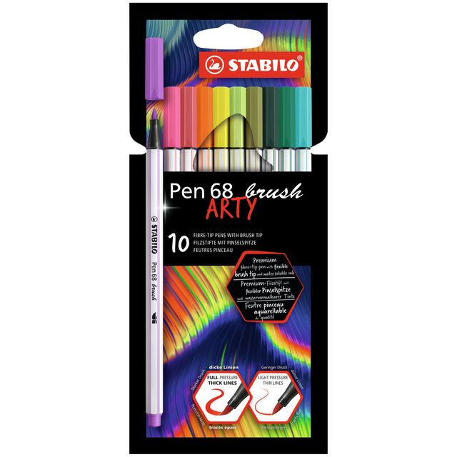 Stabilo -  Brushstift pen 68/10 arty 10st assorti | 6 stuks