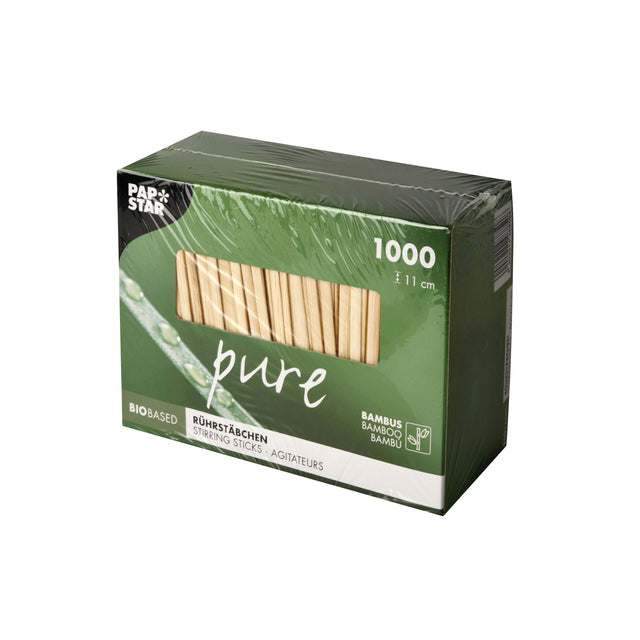 Papstar -  Roerstaafje 110x3mm bamboe 1000 stuks