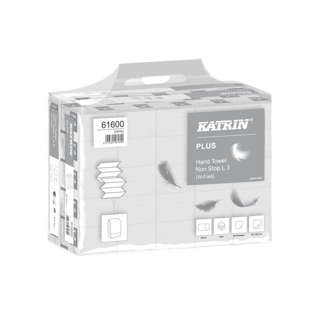 Katrin - Towel Plus w-fold 3-lagig 203x320mm 25x90 Blatt weiß 61600