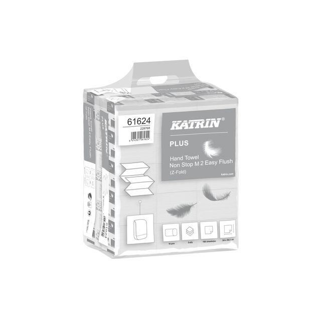 Katrin - Serviette Plus pliée en Z 2 couches 203x240mm 15x160 feuilles blanc 61624