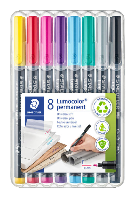 Staedtler - Feutre Lumocolor 318 permanent F set de 8 couleurs | 10 pièces
