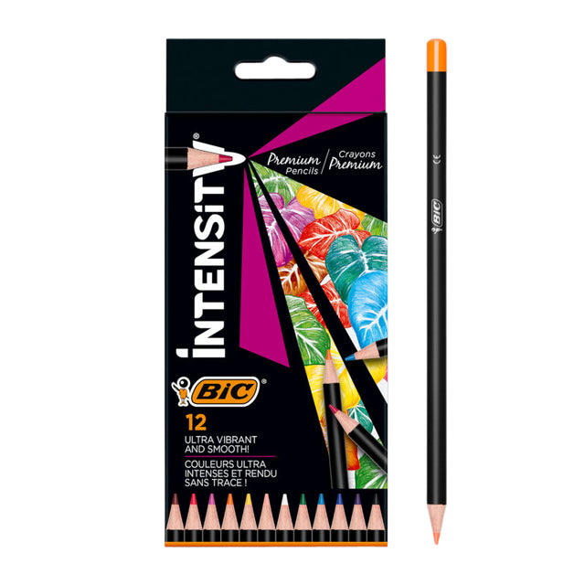 Bic - Crayons de couleur Intensité assortiment étui de 12 pièces