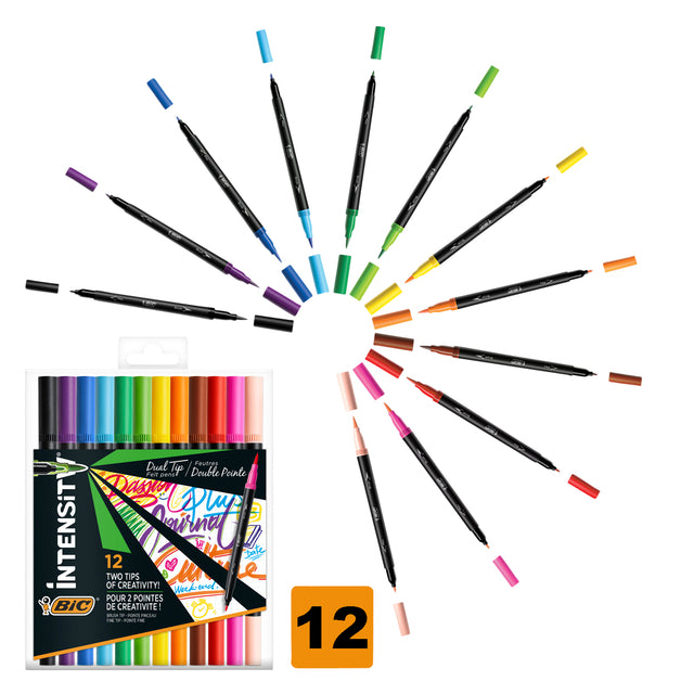 Bic - Farbmarker Intensity Dual-Tip, sortiert, Karton mit 12 Stück