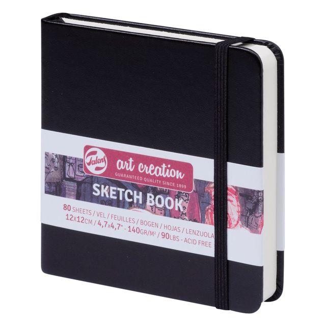 Talens Art Creation - Carnet de croquis Art Creation 80 feuilles blanches 140gr 120x120mm noir