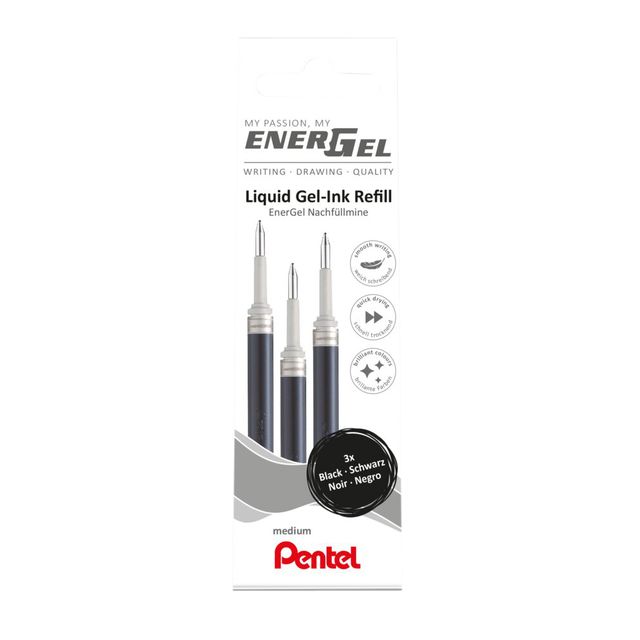 Pentel - Gelschreibermine LR7 Energel mittelschwarz, 3er-Set