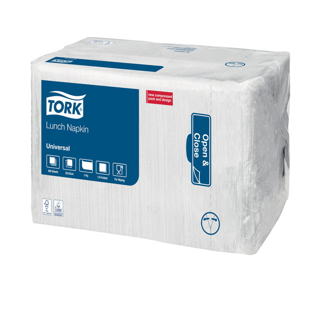 Tork -  Lunchservet Universal 1/4 vouw 1-laags 325x325mm 500 vel wit 509300