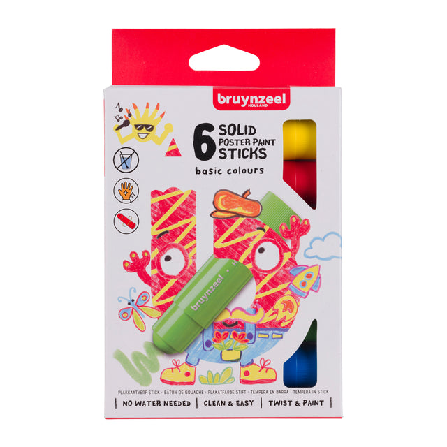Bruynzeel -  Verfstiften  kids set 6 basiskleuren