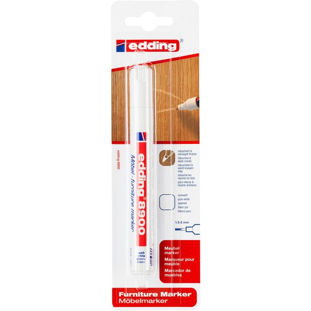 Edding - Feutre 8900 meuble rond 1,5-2mm blanc brillant blister de 1 pièce | 5 pièces