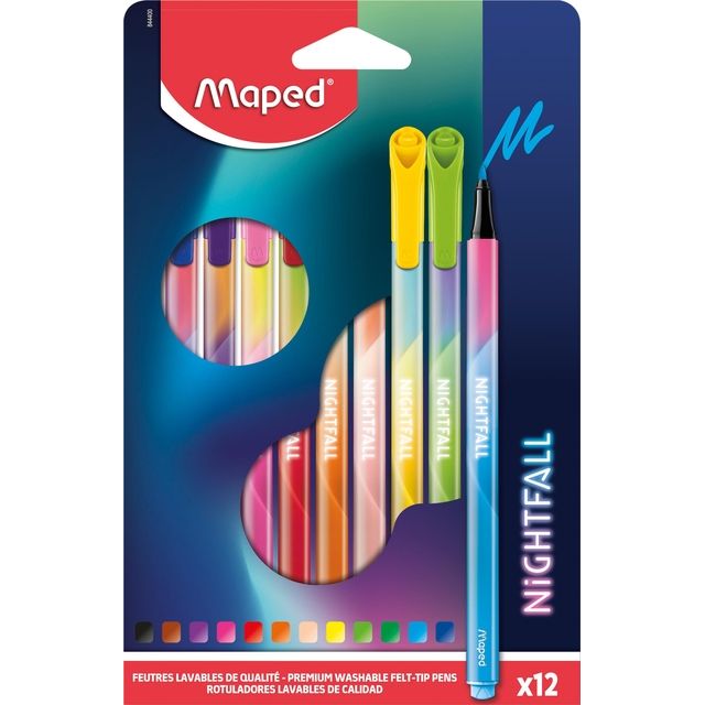 Maped - Feutre Nightfall set de 12 couleurs