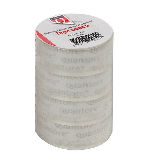 Quantore -  Plakband 19mmx25m transparant 4 rollen