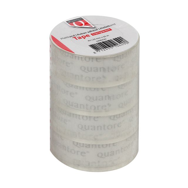 Quantore - Ruban adhésif 19mmx25m transparent 4 rouleaux | 12 pièces