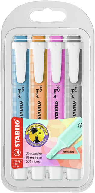 STABILO - Surligneur Swing cool 275/4 pastel assorti étui de 4 pièces
