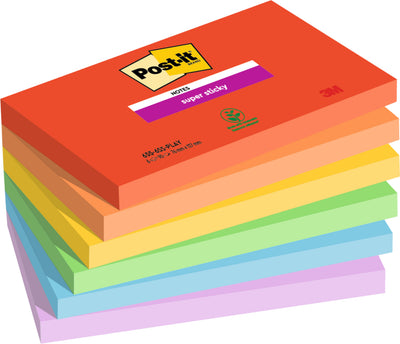 Post-it - Bloc mémo 655 super collant 76x127mm ludique | 12 pièces