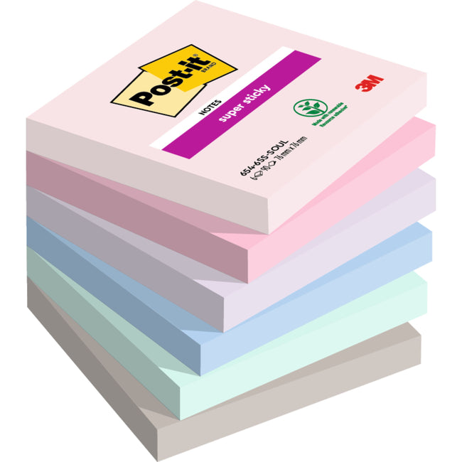 Post-it - Notizblock 654 super klebrig 76x76mm gefühlvoll | 12 Stück