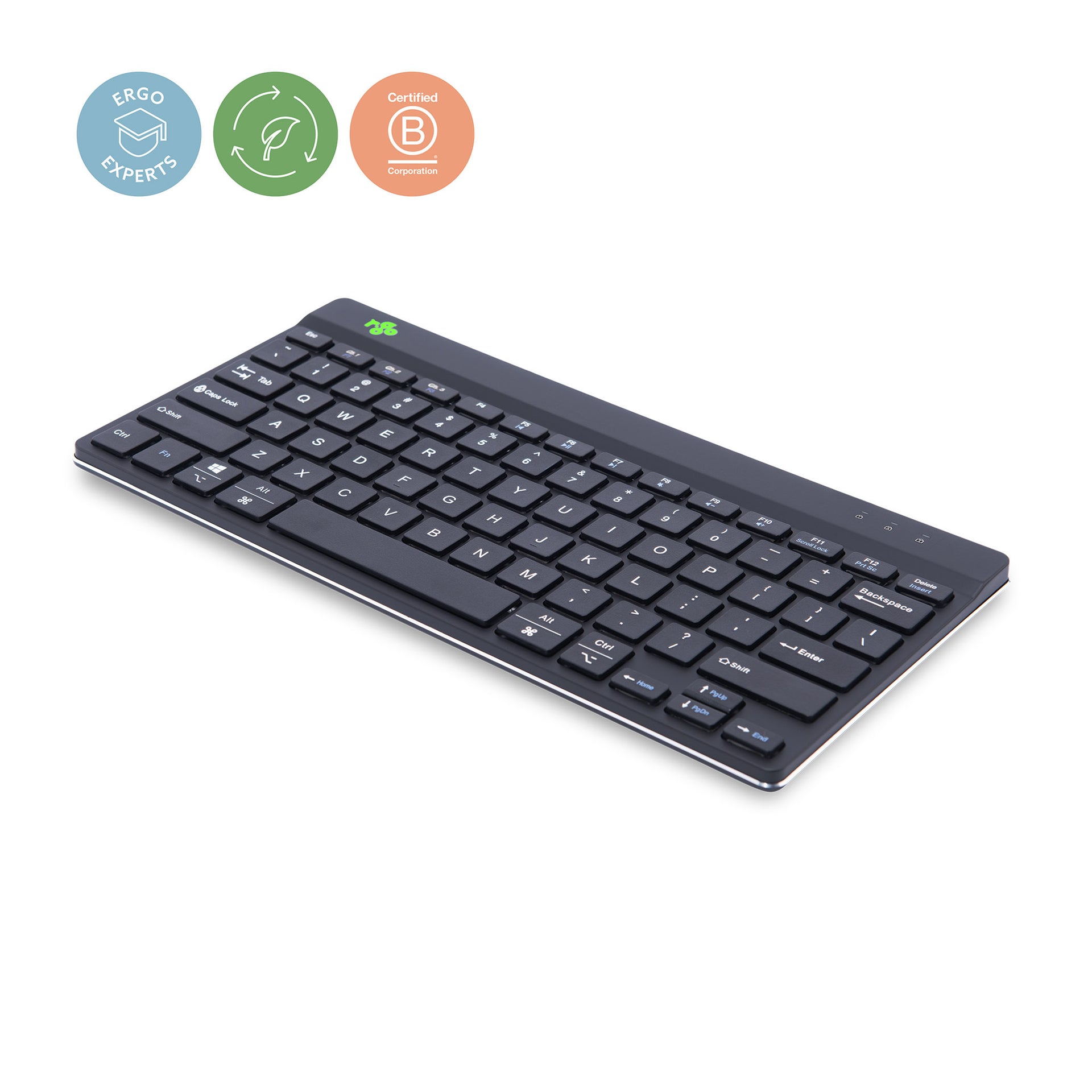 R-Go Tools -  Ergonomisch toetsenbord R-Go Compact Break, compact toetsenbord met pauzesoftware, QWERTY (US), Bluetooth, zwart