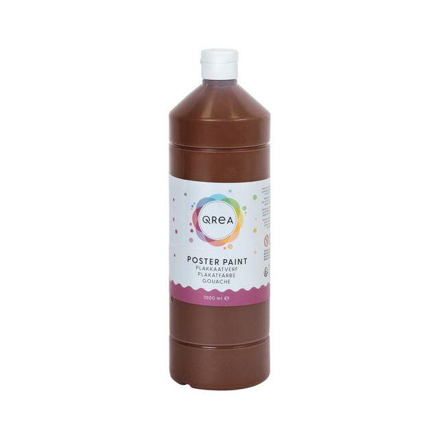 Qrea - Plakkaatverf donkerbruin 1000ml | 6 stuks