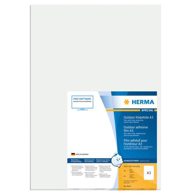 HERMA -  Etiket  9544 a3 297x420mm weervast folie wt